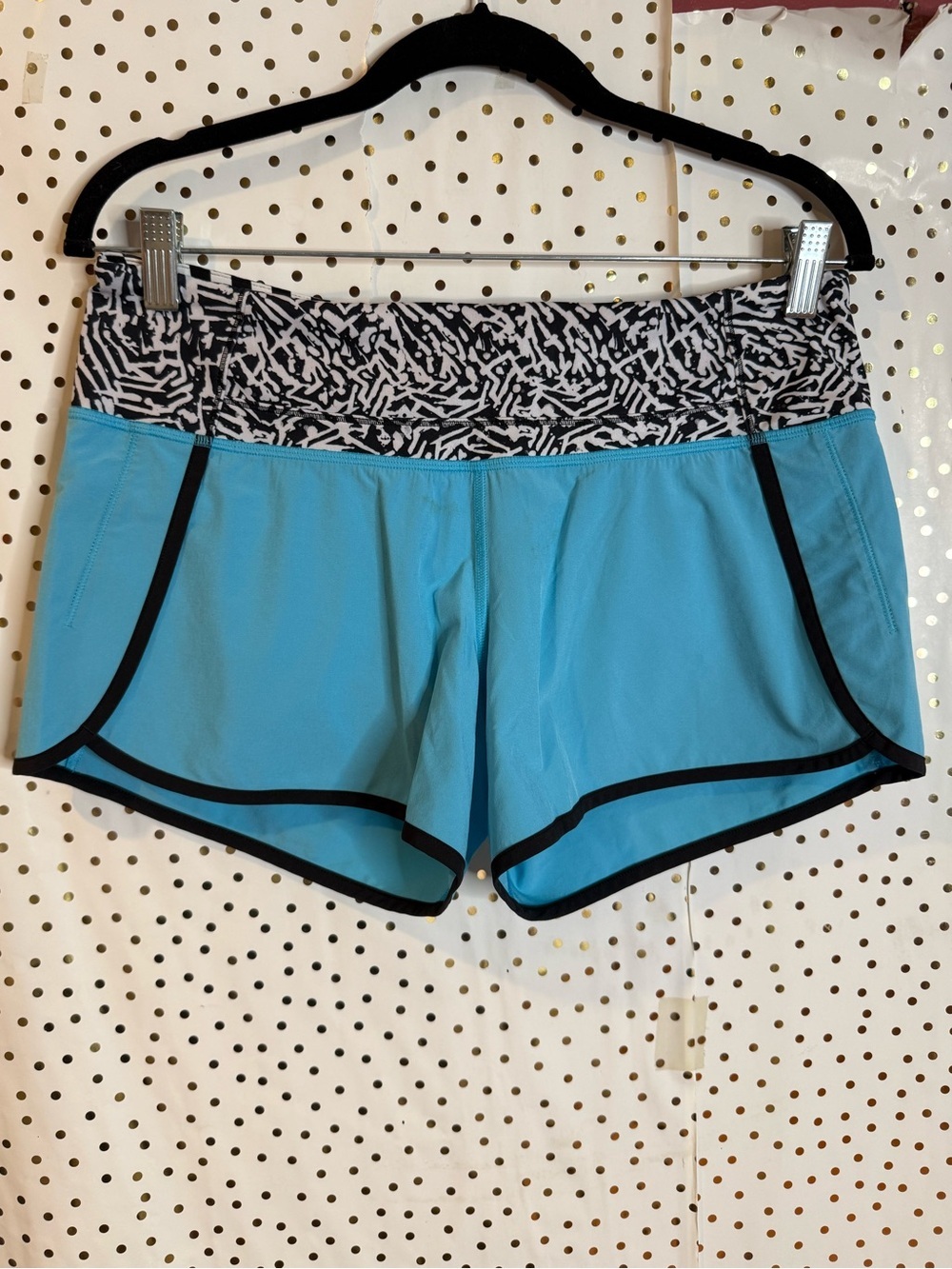 Lululemon Aqua Athletic Running Shorts with Patterned Waistband